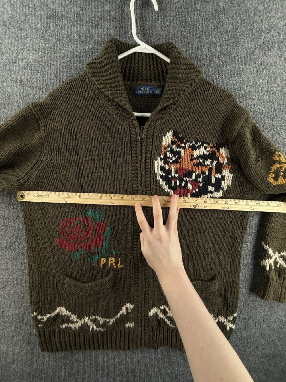 Polo Ralph Lauren Cowichan Tiger Heavyweight Chunky Knit Zip Cotton Linen Silk - Picture 9 of 16